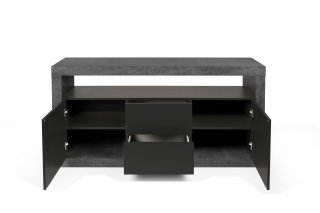 Buffet design DETROIT bois mélaminé Béton/Noir mat